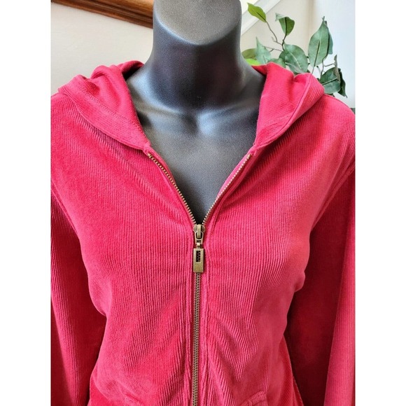 Three Hearts Women's Solid Red Cotton Full Zip Jacket & Trouser 2 Pc's Suit L - Picture 7 of 13
